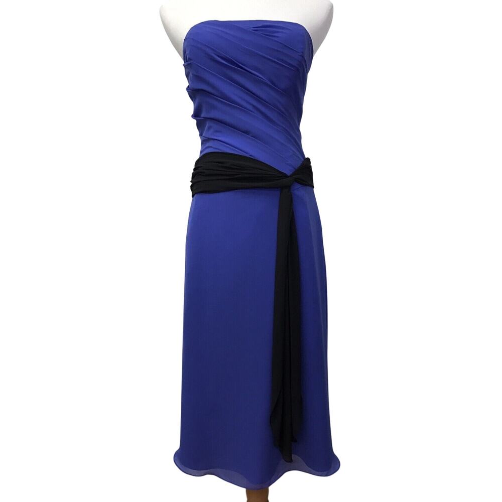 B2 Dress Womens 10 Cocktail Strapless Purple Black Belt